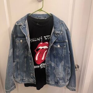 Pre-owned Playboy Bunny Logo Demin Blue Jacket & A XL Rolling Stone T-Shirt